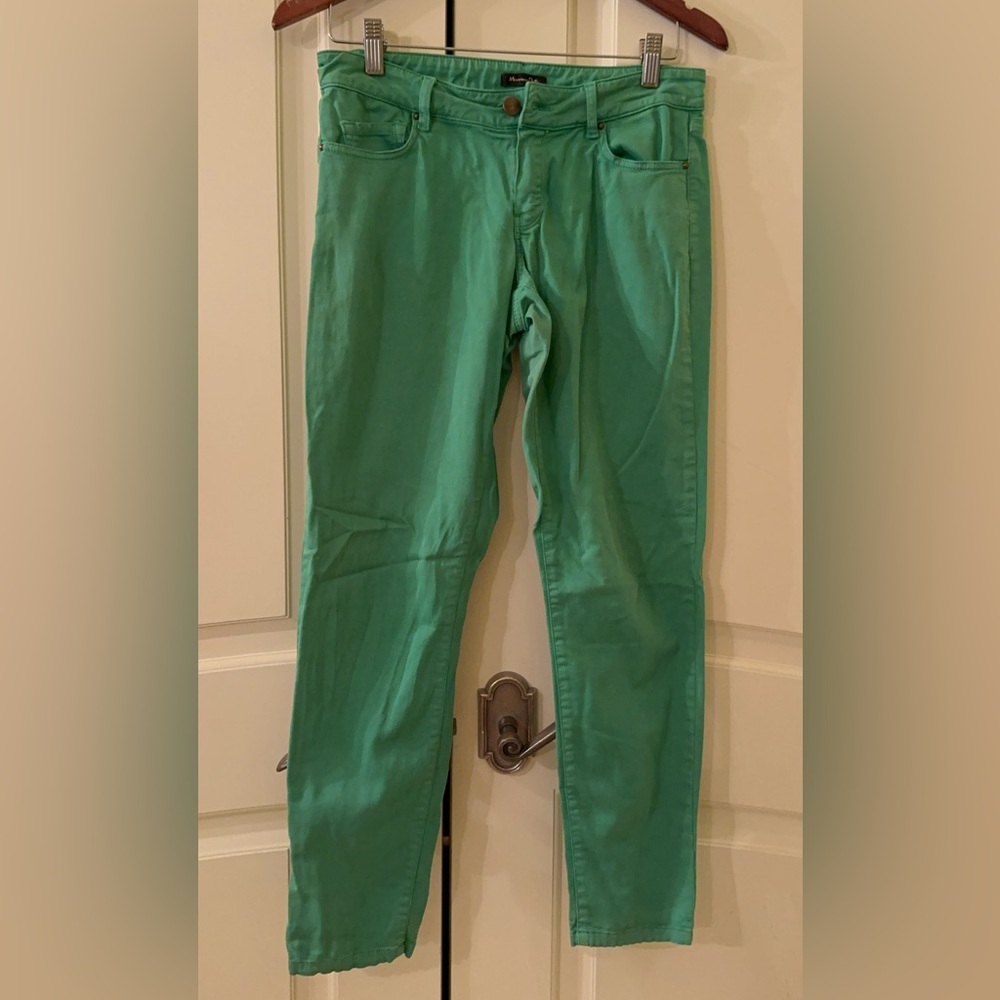 Massimo Dutti Women's Green 5-Pocket Type Skinny Fit Denim Jeans Size 2